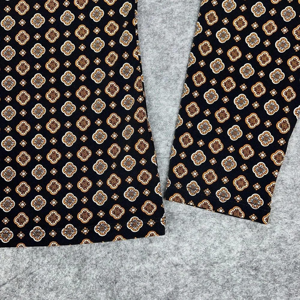 Michael Kors Top Womens Large Black Gold Medallion Draped‎ Neck Blouse Shirt
